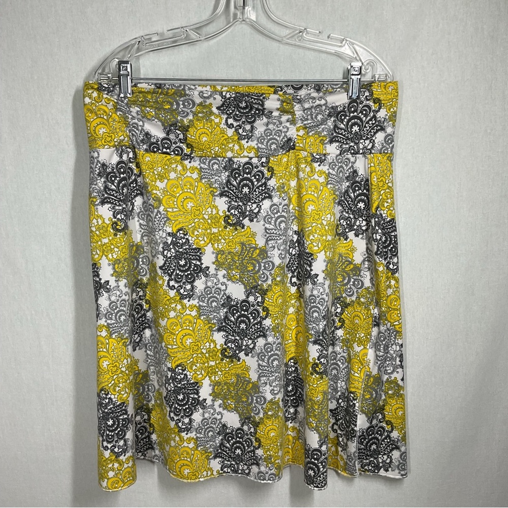 Soybu Yellow and Gray Patterned Skirt